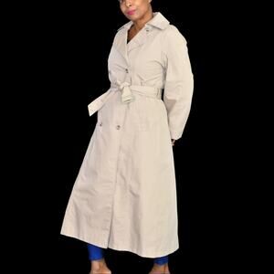 Vintage Orvis Trench Coat Khaki Tan All Weather Removable Liner Belted Size 6